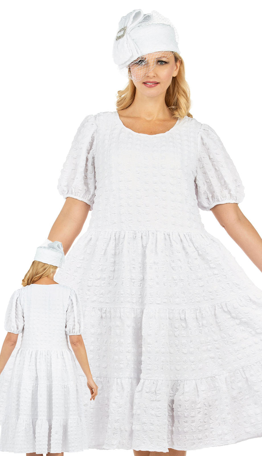 Giovanna D1559 Ladies Church Dress-WHT-Hat