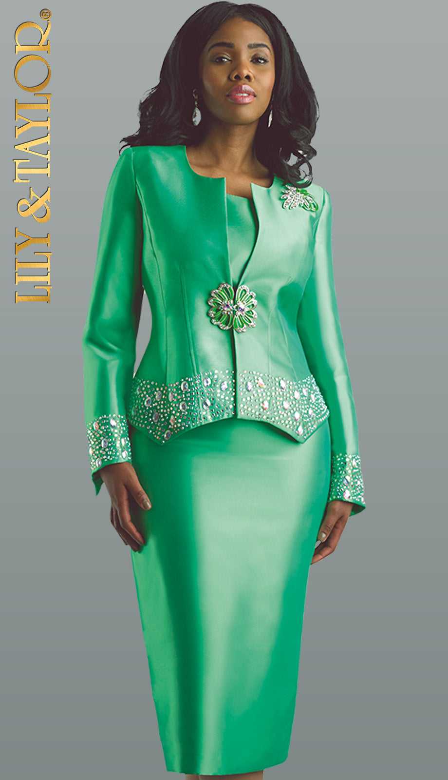 Lily And Taylor 4498-PGRN-QS Church Suit