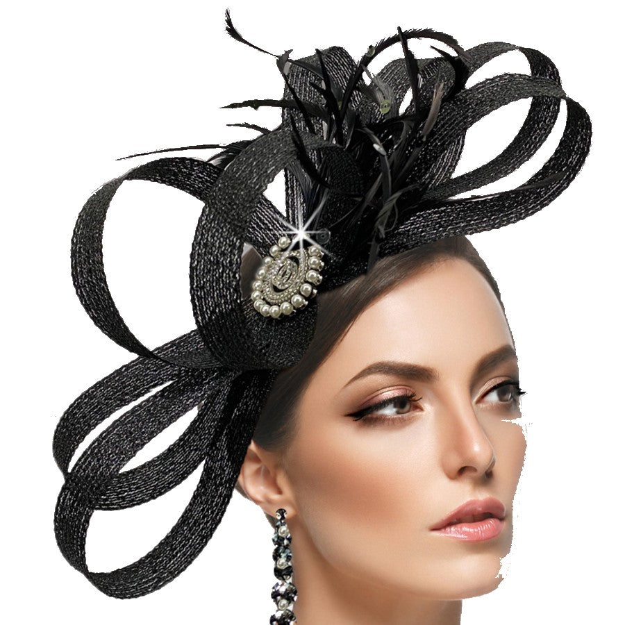 FA2745 SIMONE-BLK Church Fascinator