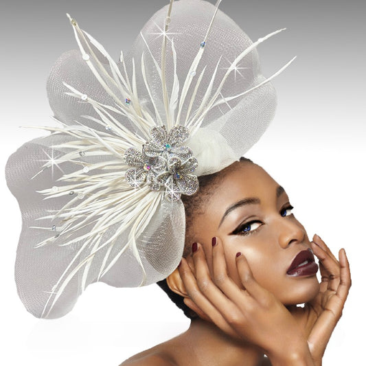 FA3033B NIGER-WH Church Fascinator