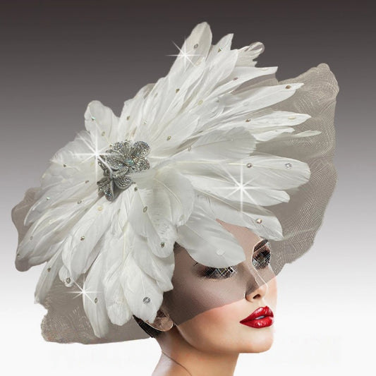 MANDARIN FA3200B-WH Church Fascinator