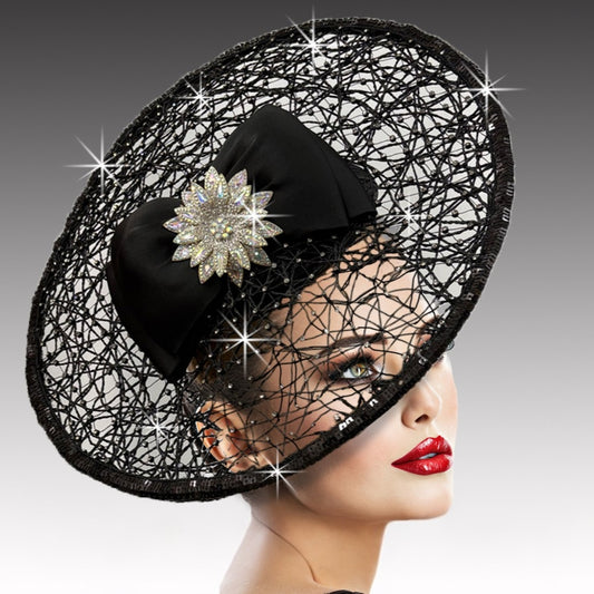 FA3400 NEBULA BLACK Church Fascinator
