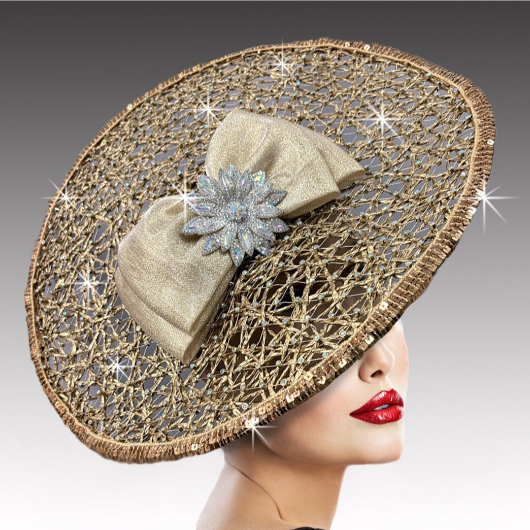 FA3400 NEBULA-GOLD Church Fascinator