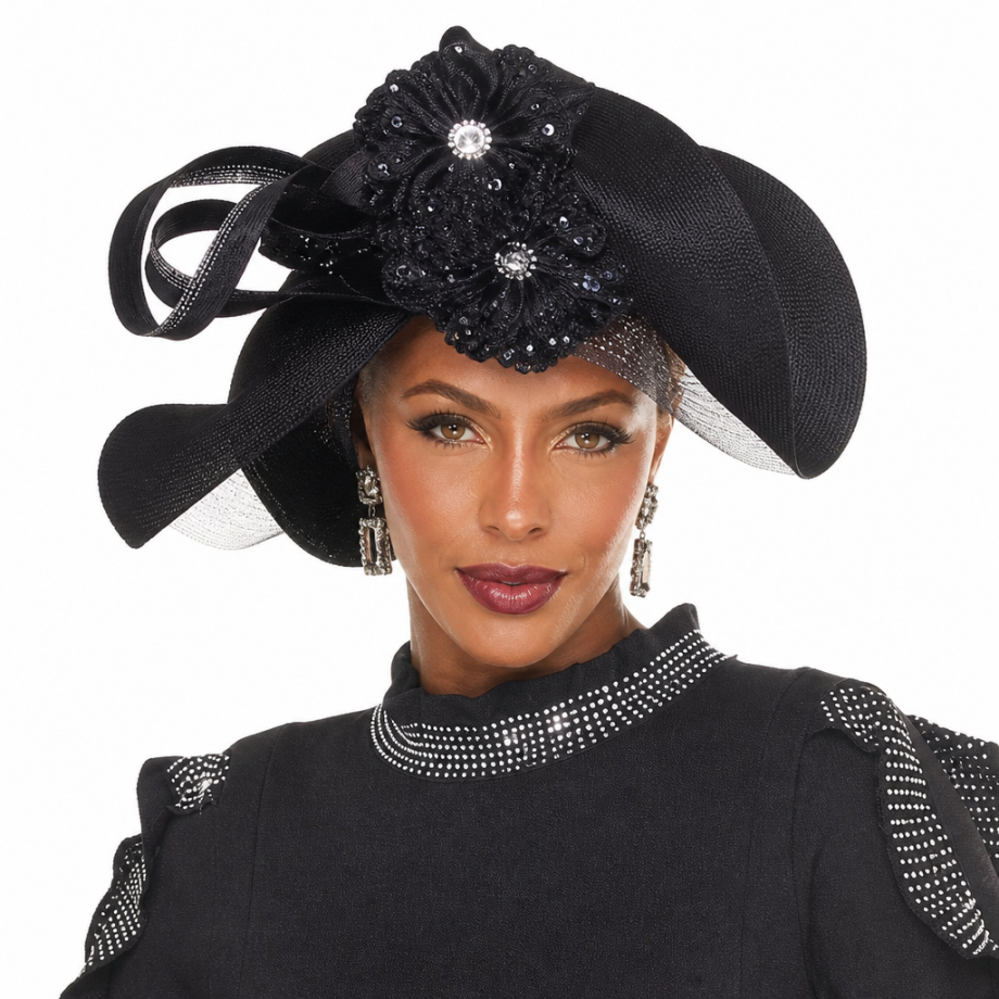 Donna Vinci 13469-BLK-H Church Hat