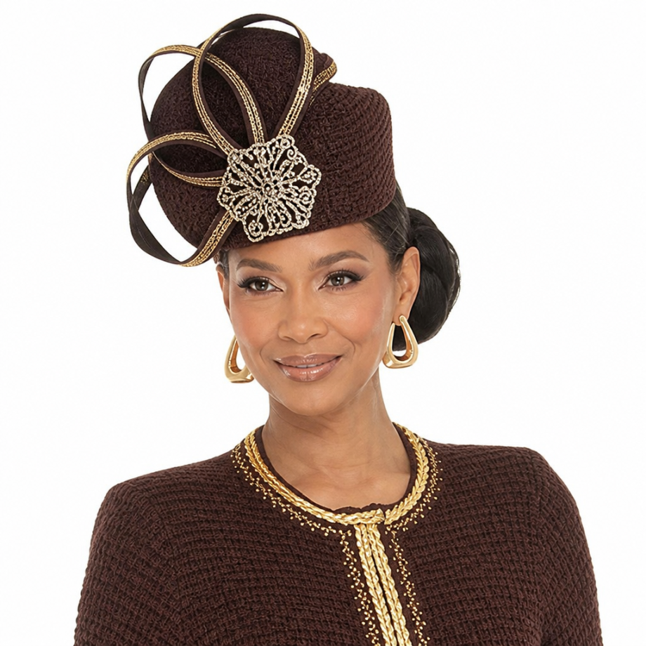 Donna Vinci 13474-BRN-H Church Hat