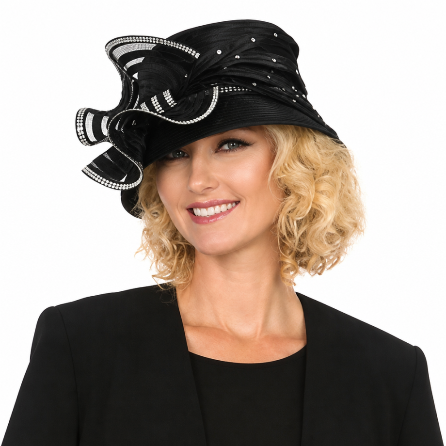 Giovanna S0722-BLK Church Hat