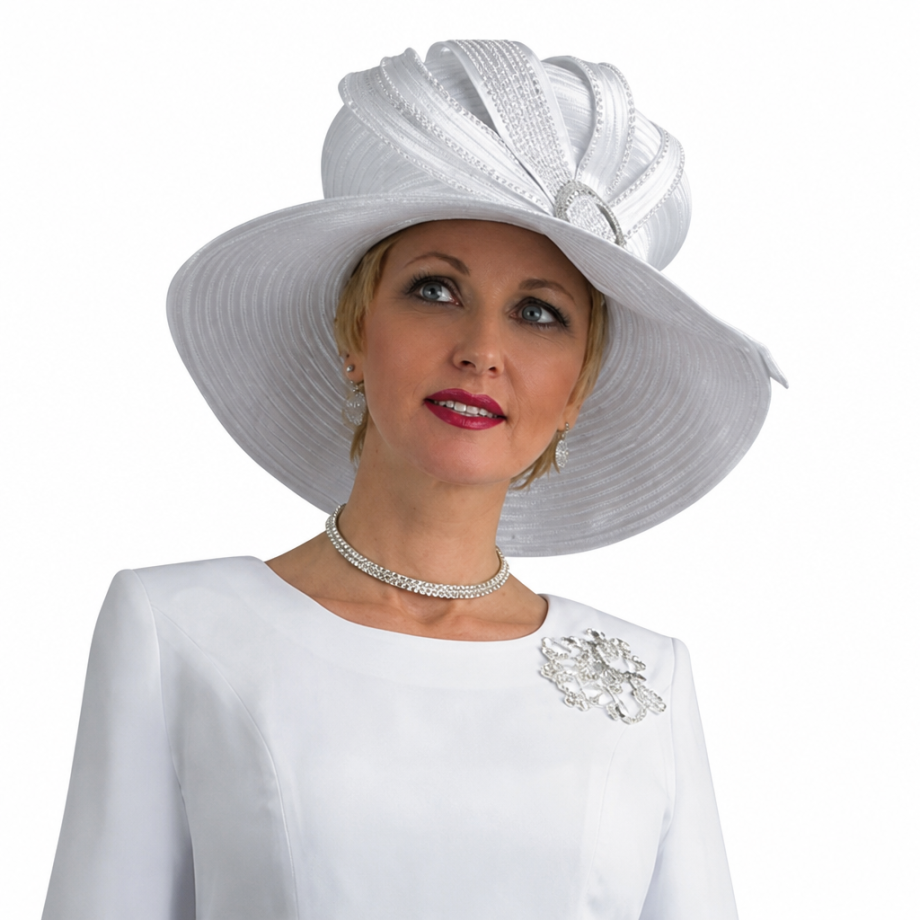 Lily And Taylor 4471-WHT Church Suit For Women-Hat