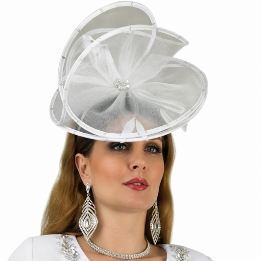 Lily And Taylor 4791-WHT-HAT Church Hat
