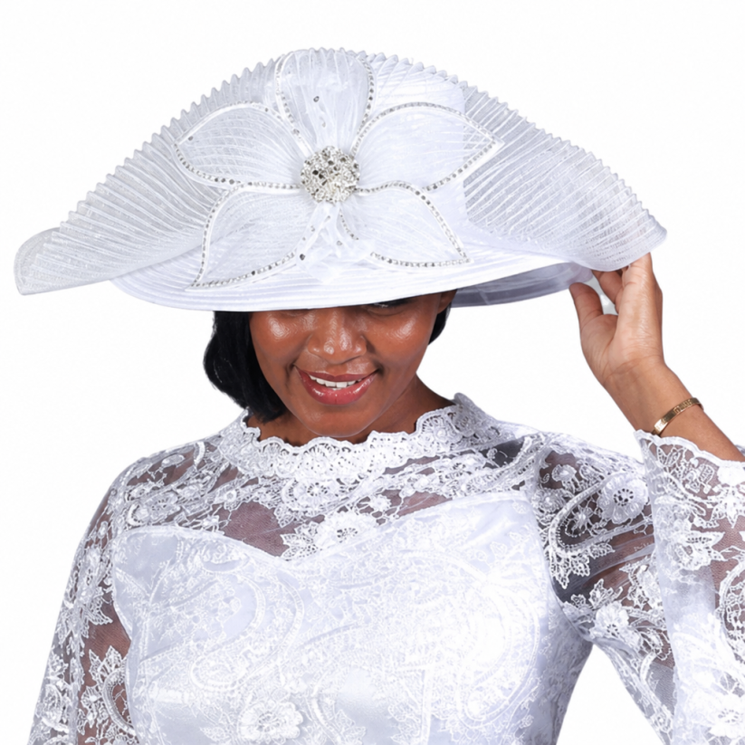 Giovanna D1684-WHT-H Church Hat