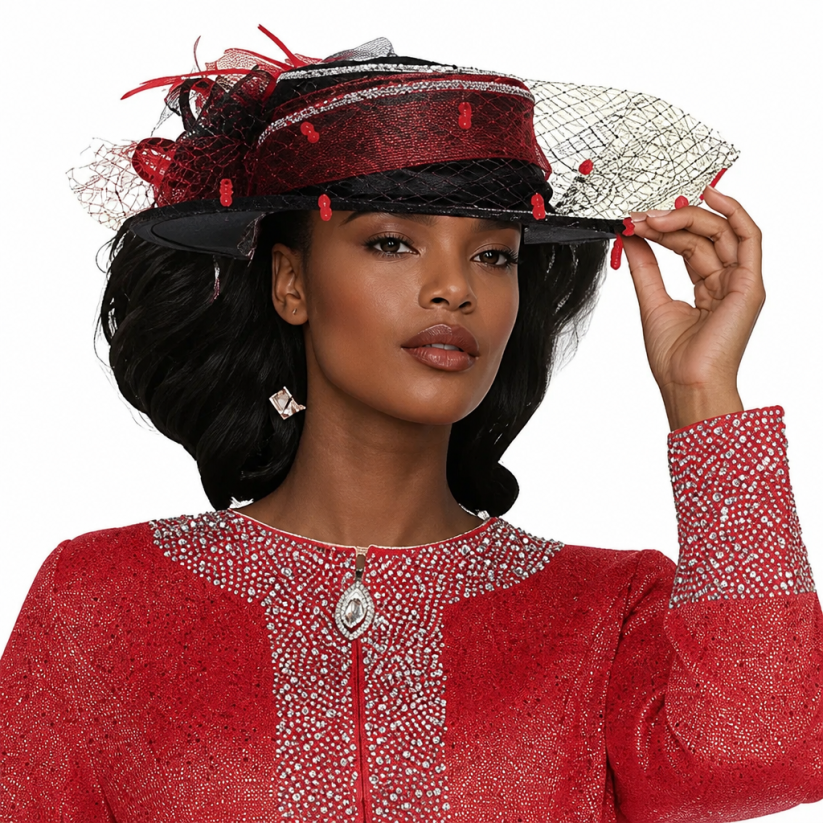 Elite Champagne 5961-RED-IH Church Hat