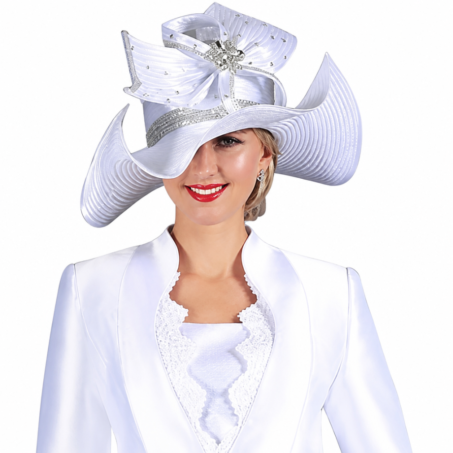 Giovanna G1229-WHT-H Church Hat