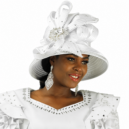 Lily And Taylor 4903-WHT-H Church Hat