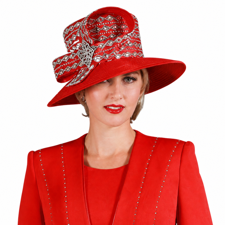 Giovanna G1225-RED-H Church Hat
