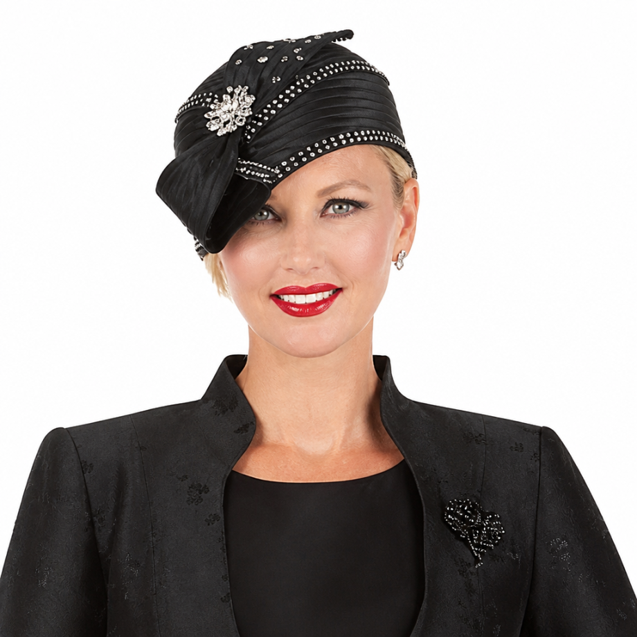 Giovanna 1154-BLK-H Church Hat