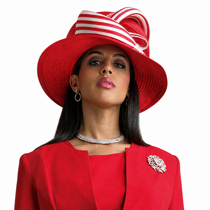 Lily And Taylor 3052-RED Elegant Church Suit-Hat