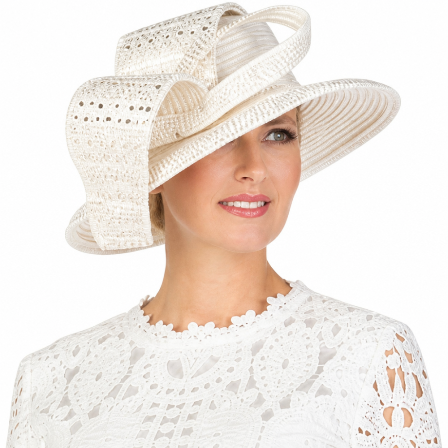 Giovanna D1630-WHT-H Church Hat