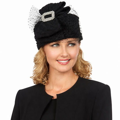Giovanna 0708-BLK-Hat Church Hat