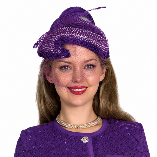 Lily and Taylor H480-HAT-PUR Church Hat