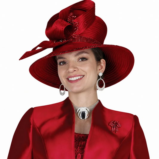 Elite Champagne 6261-RED-H Church Hat