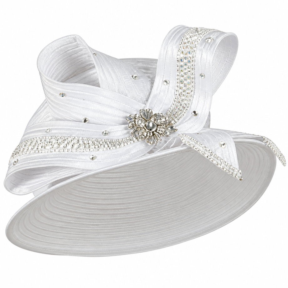 Lily And Taylor 4682-WHT-HAT Church Hat