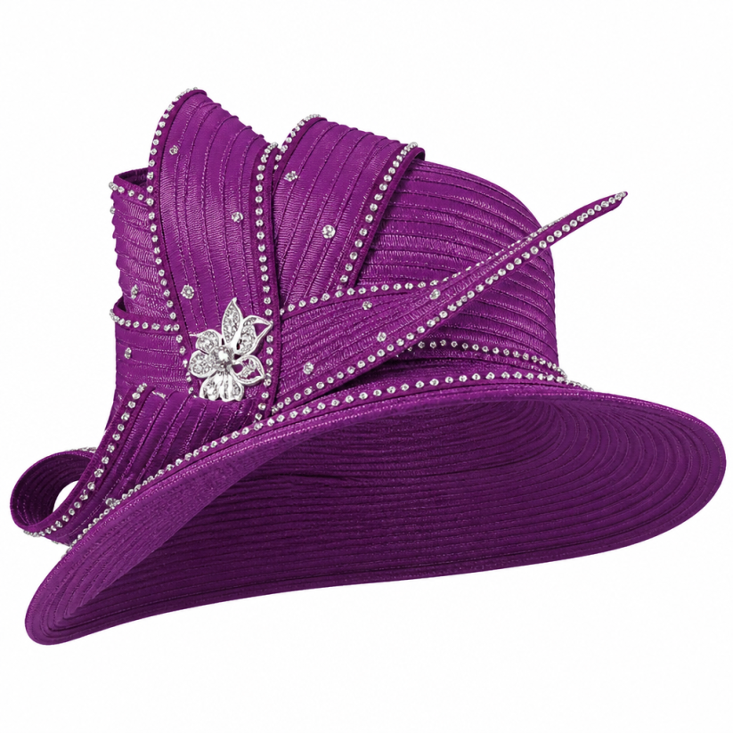 Lily And Taylor 4925-PUR-Hat Church Hat