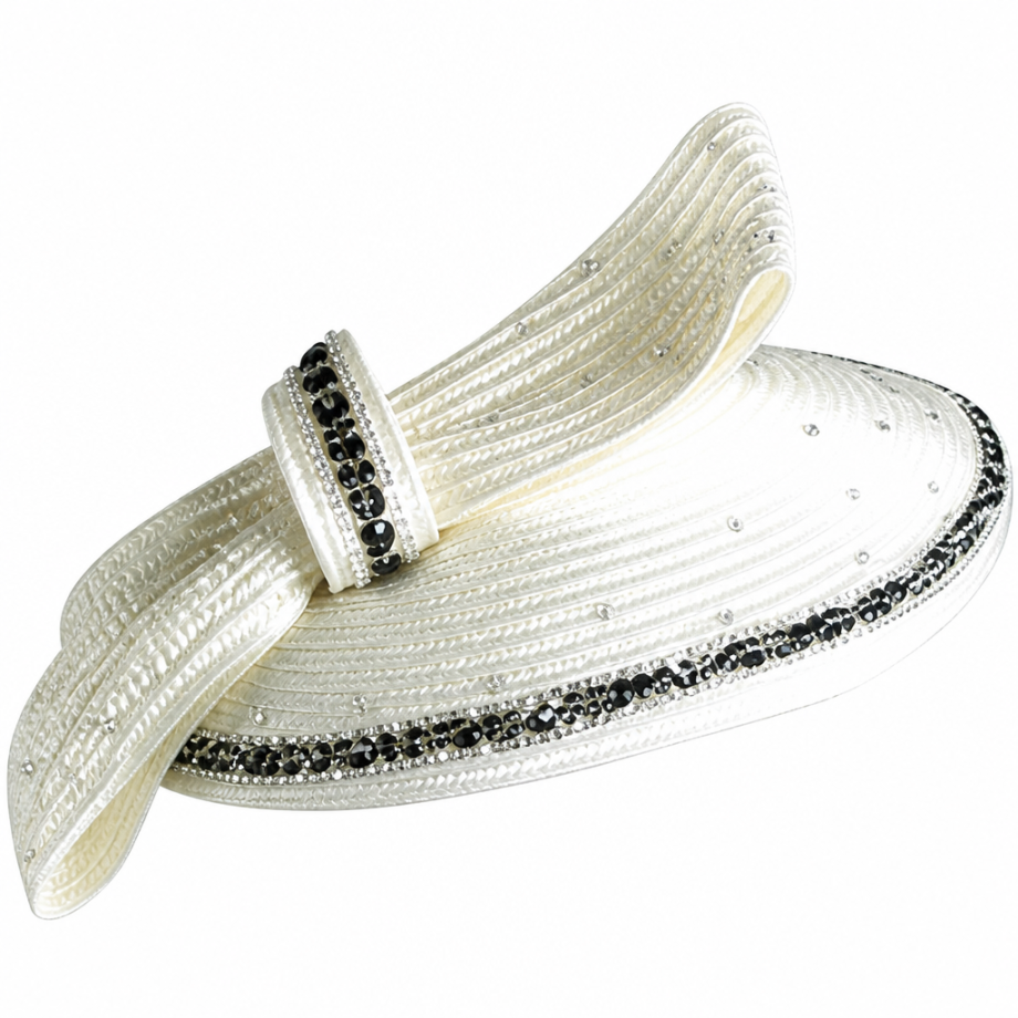 Lily And Taylor 3895-BLK-H Rhinestone Embellishments-Hat