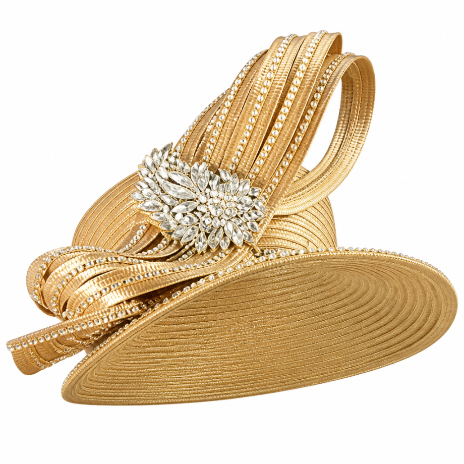 Lily And Taylor 4343-GLD-HAT Church Hat