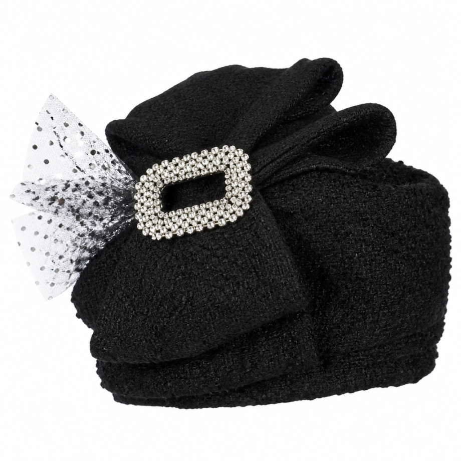 Giovanna 0708-BLK-Hat Church Hat