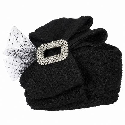 Giovanna 0708-BLK-Hat Church Hat